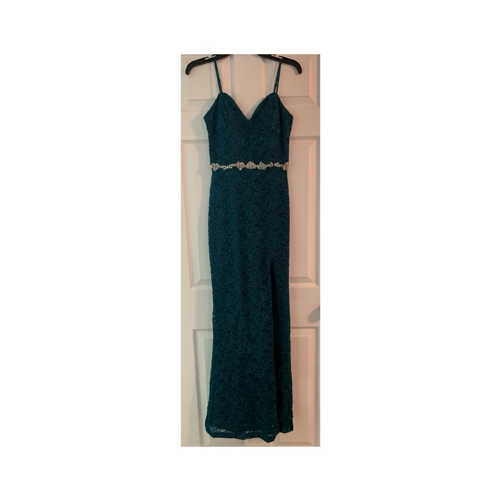 Jodi Kristopher Green Embellished Maxi Gown